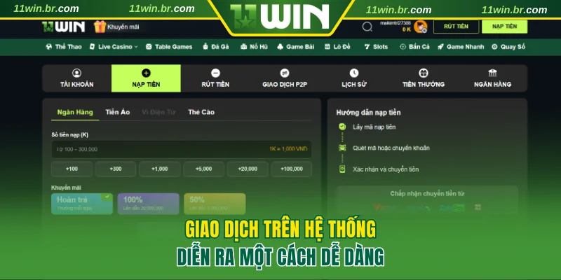 Giao dịch trên hệ thống diễn ra một cách dễ dàng