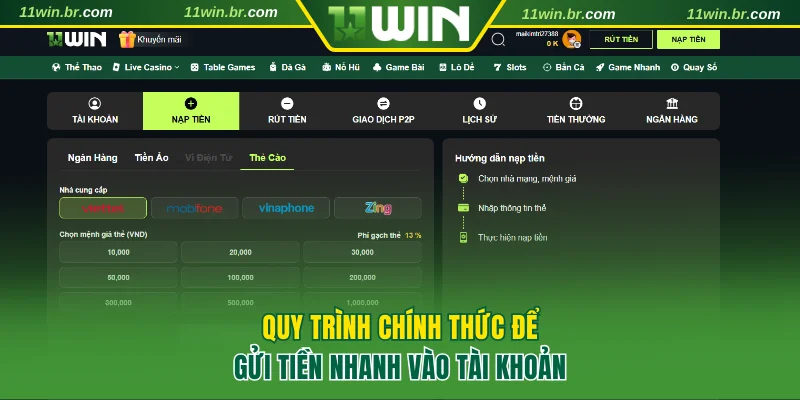 Quy trình chính thức để gửi tiền nhanh vào tài khoản